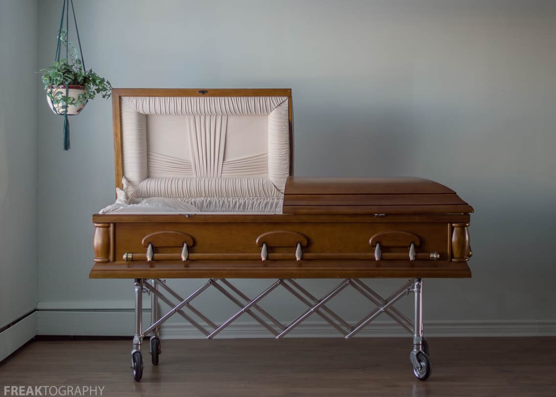 Wooden Casket at Abandoned Funeral Home Photography Print