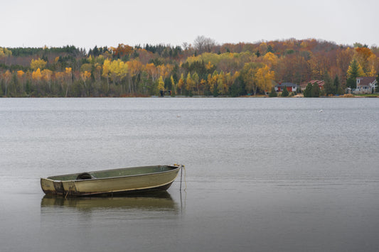 Still Waters - Autumn Lake with Rowboat