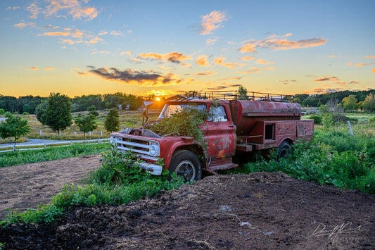 Abandoned Fire Truck at Sunset – Ontario Countryside