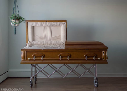 Wooden Casket at Abandoned Funeral Home Photography Print
